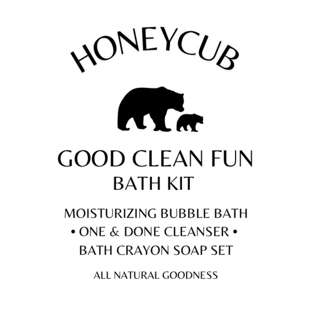 HoneyCub Good Clean Fun 3-Piece Bath Kit - Bubble Bath, Cleanser & Crayon Soaps